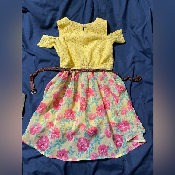 Real Love Little Girls Yellow & Floral High Low Dress - Picture 3 of 3